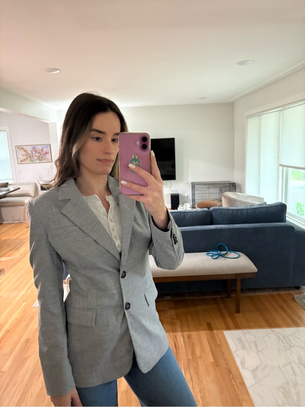 Zara Light Gray Women's Blazer with Black Lining